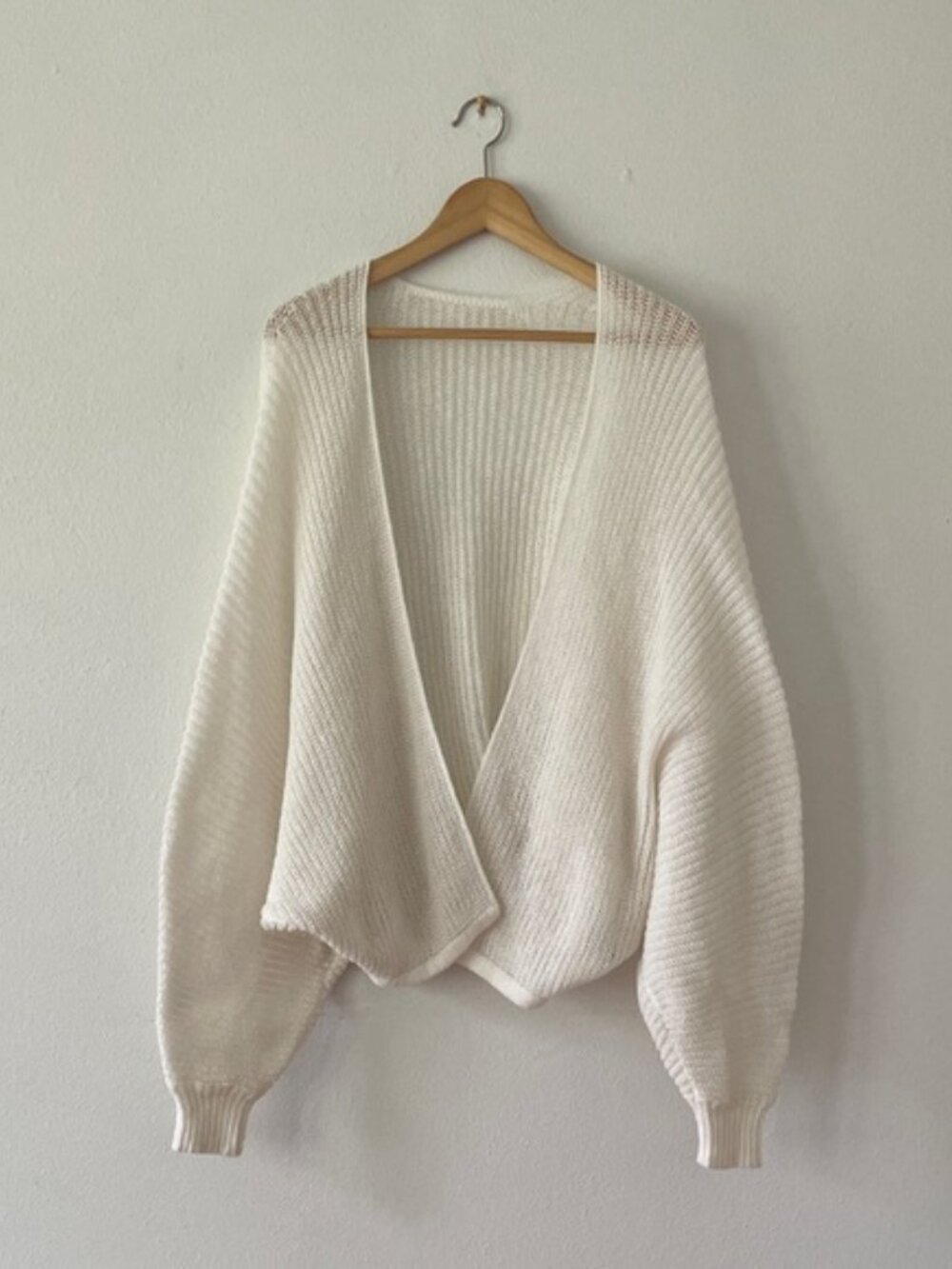 Open Front Cardigan Dolman Sleeve Ribbed Sweater